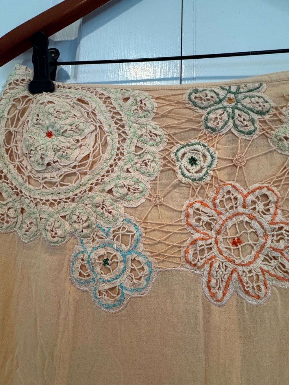 Odille Peach A-Line Skirt with Multicolor Floral Lace - Picture 3 of 4
